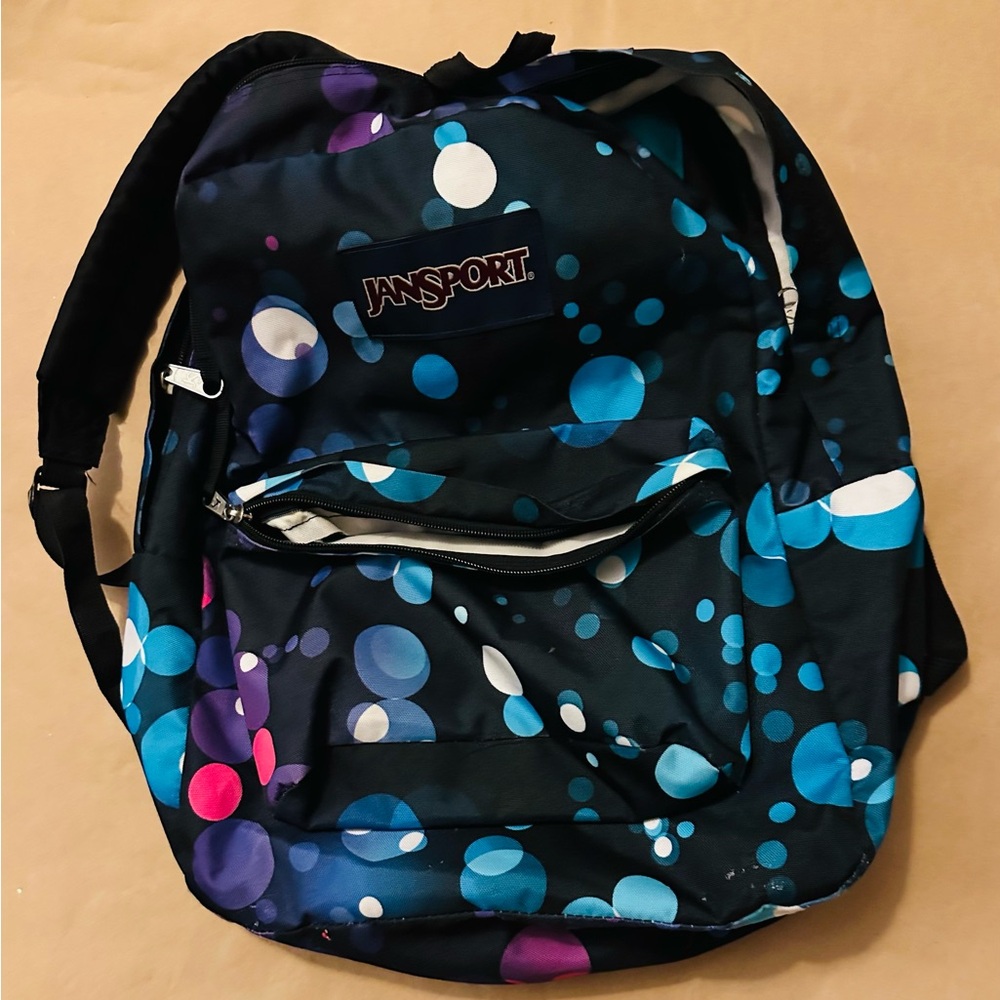 Jansport Navy and Aqua Dot Backpack